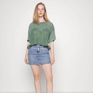 Free People wash army Fall In Love Corset Peplum top in size XS